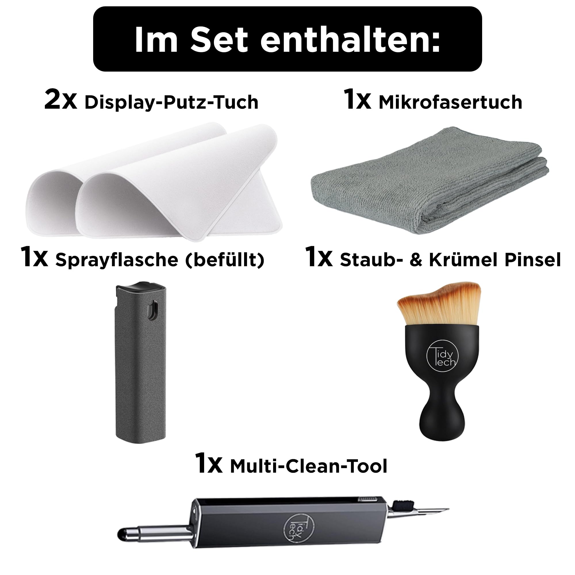Premium Cleaning Set – ideal für Apple Geräte (Display, MacBook, iPad, Tastatur & AirPods,...)