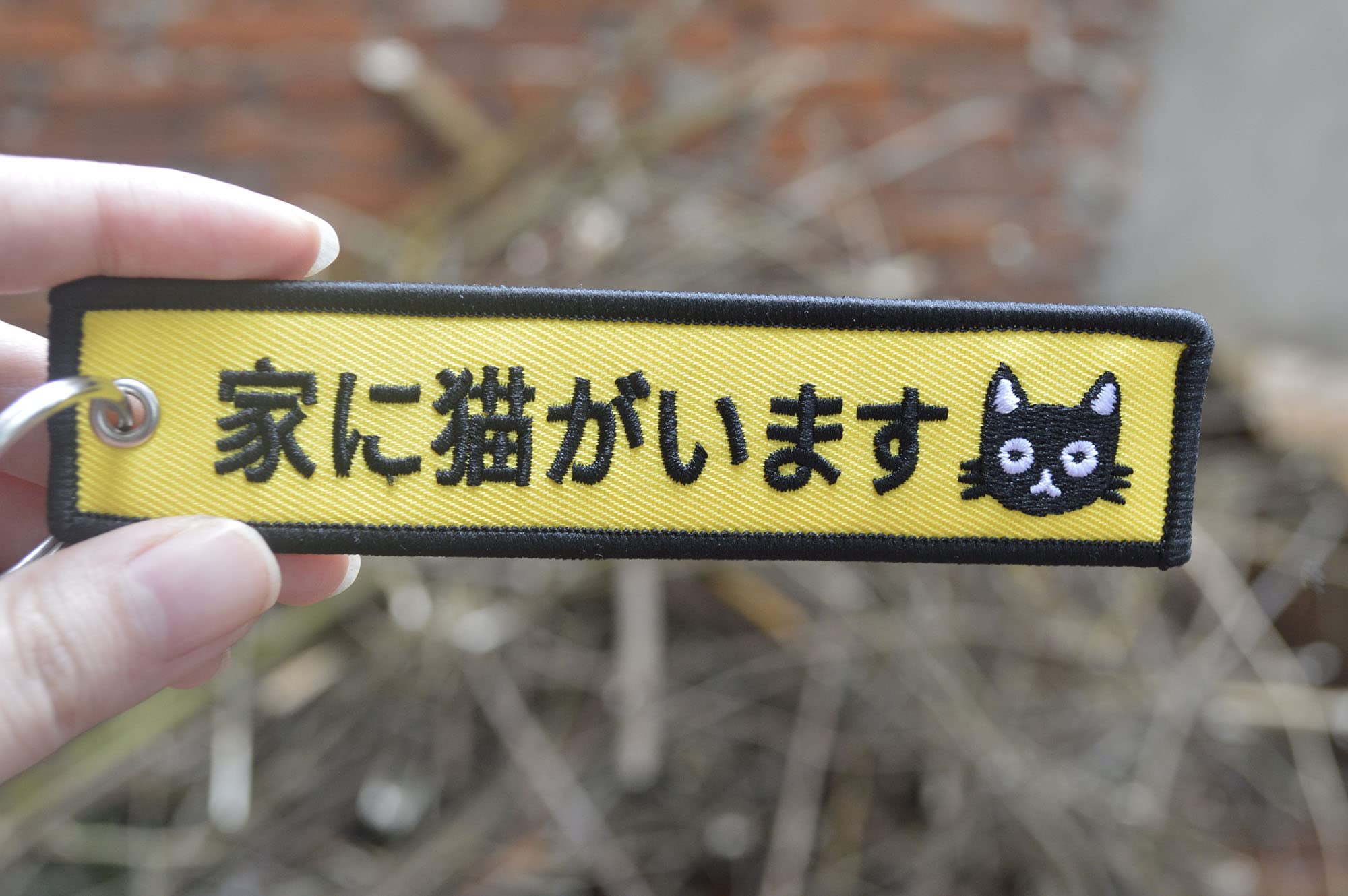 Amazon.co.jp: 家に猫がいます (刺繍タイプ) キーチェーン