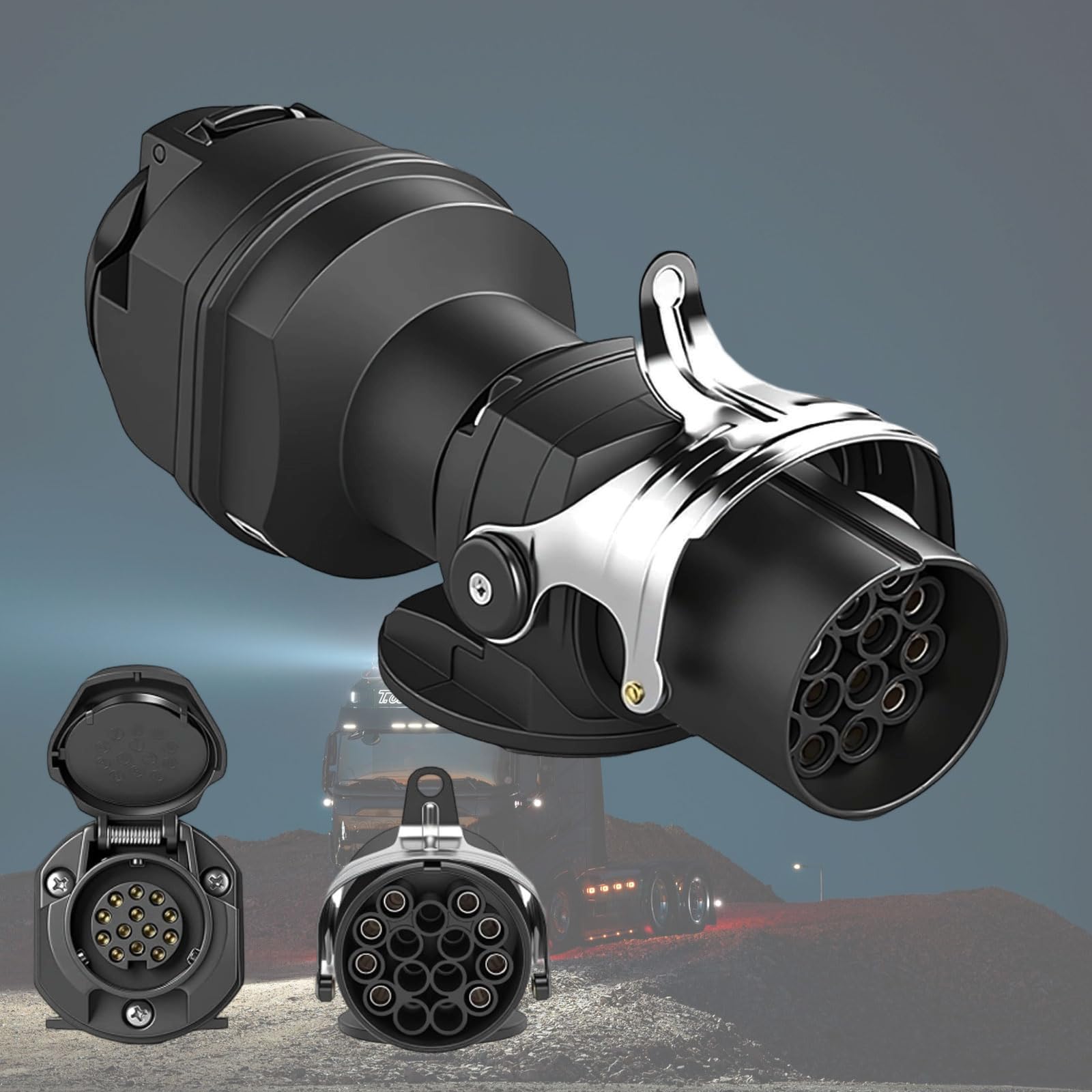 Solidna 24 V 15-pinowa męska na 12 V 13-pinowa żeńska adapter wtyczki przyczepy odporna na warunki atmosferyczne konstrukcja do ciężarówek i przyczep odporna na wstrząsy wtyczka przyczepy