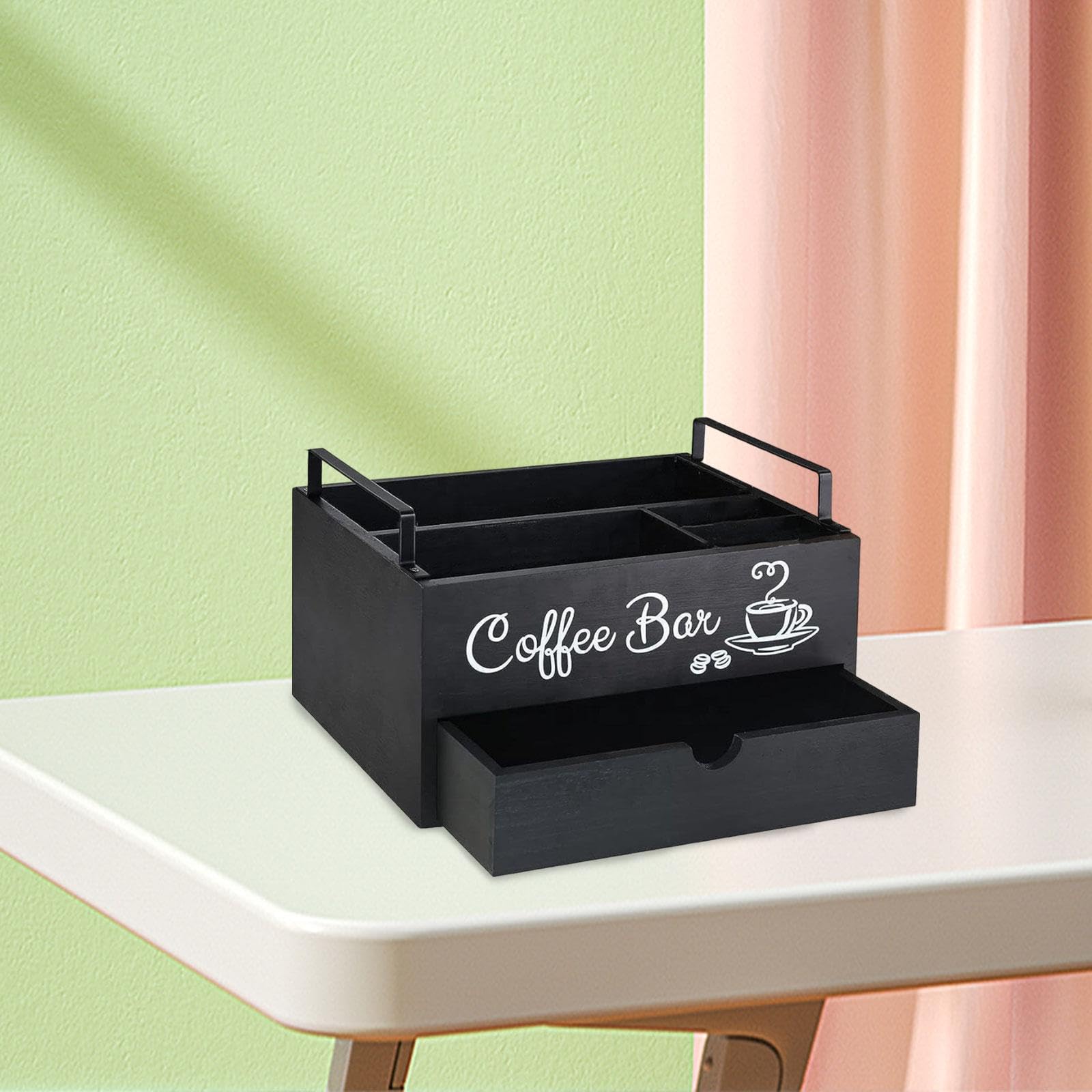 Organizador de Café Estación Organizador de Café de Madera Cesta Almacenaje Cápsulas Bandeja Dispensadora Bolsas Té Condimentos Adecuado para Cocina O, Style a, Individual