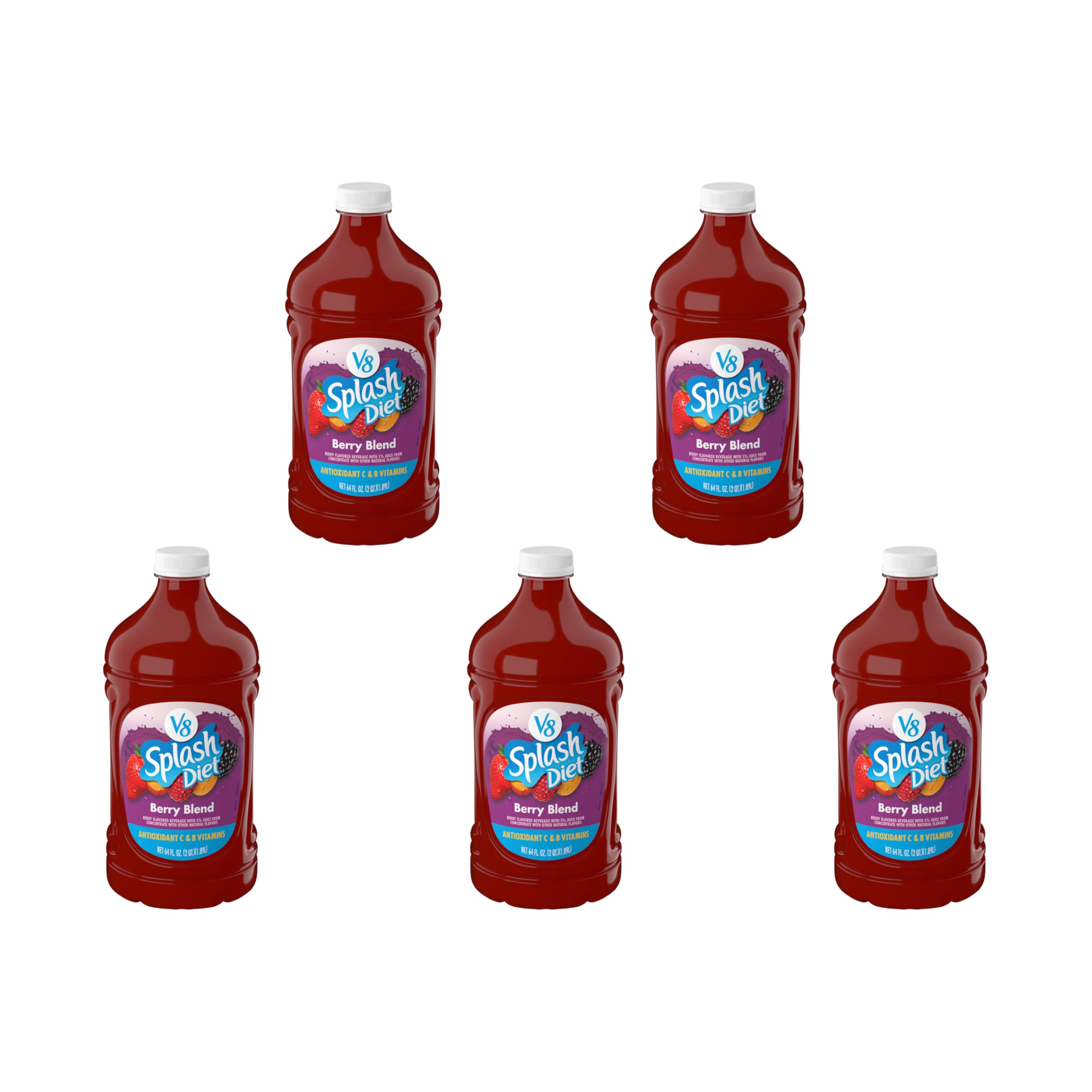 Splash Diet Berry Blend Flavored Beverage, 64 fl oz Bottle (Pack of 5)