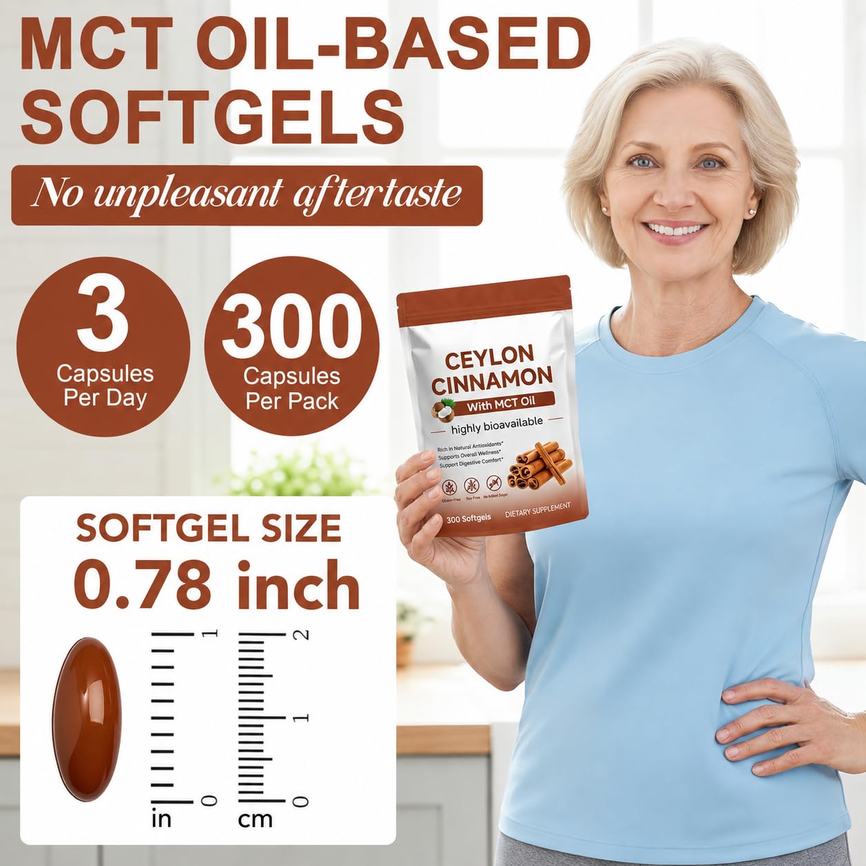 Ceylon Cinnamon Softgels, Cinnamon Supplement with MCT Oil, 300 Softgels — Amazon image 6