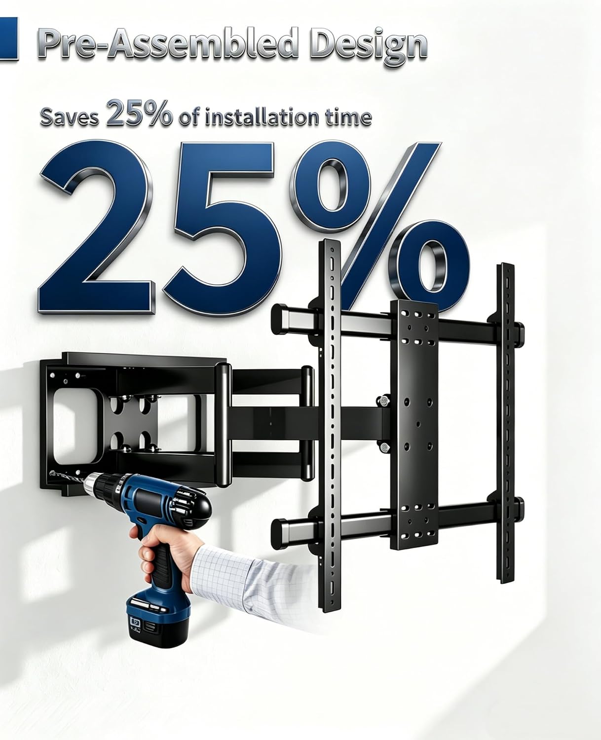 Swivel TV Wall Mount for 86 85 75 70 65 inch TVs, Max VESA 800x600mm | Precision Shaft for Smooth Adjustment / Heavy Duty Cold-Rolled Steel / 25” Extra Long 6-Arm Design / Fits 12”/16” Wood Studs