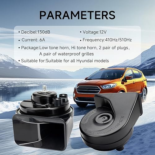 Miniatura 7 de FARBIN Bocina de Auto Compatible con HyundaiKia. Bocina de Auto Impermeable de 12V Fuerte de Tono AltoBajo Bocinas de Caracol Eléctricas con