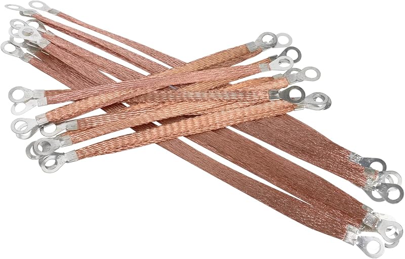 Fitas de aterramento automotivo trançadas BuyUneed em cobre com terminais de 0,79 cm – 5 unidades de 20,32 cm + 5 unidades de 30,48 cm