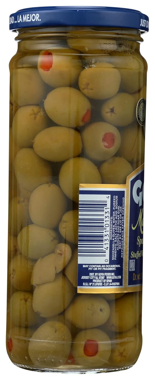Goya Manzanilla Spanish Olives Stuffed With Minced Pimientos, Vegetarian, 9.5 Ounces (Pack Of 12)