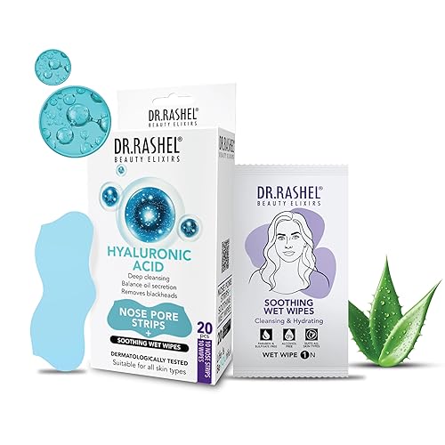 DR.RASHEL Tiras hialurónicas de poros nasales para limpieza de poros, eliminación instantánea e indolora de puntos negros  Tiras eliminadoras de