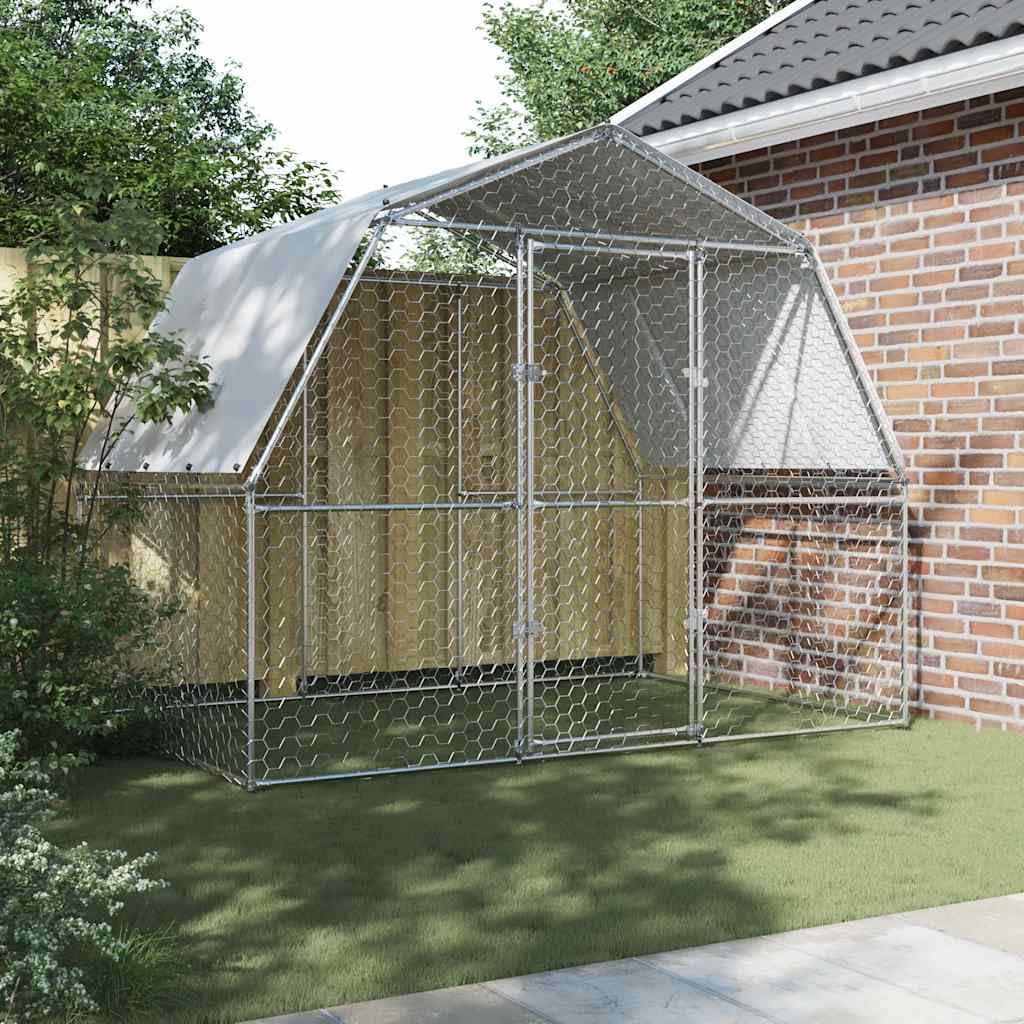 Gabbia per Cani da Esterno Metallo 285x195x230 cm 2 Ante con Tetto