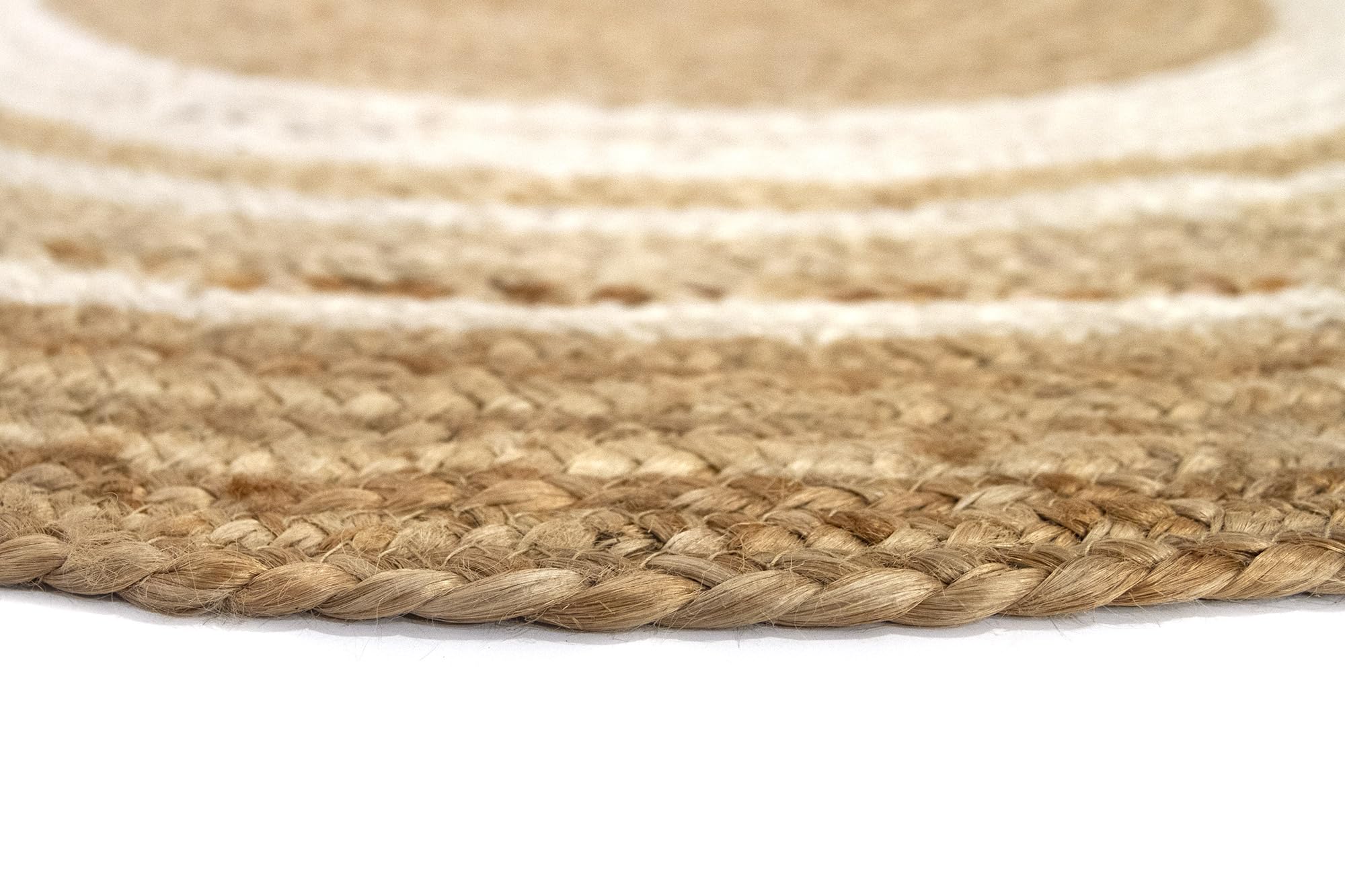 HAMID Alfombra Yute Alhambra Ovalada Natural, Alfombra 100% Fibra de Yute Color Greca Blanca (140x70cm)