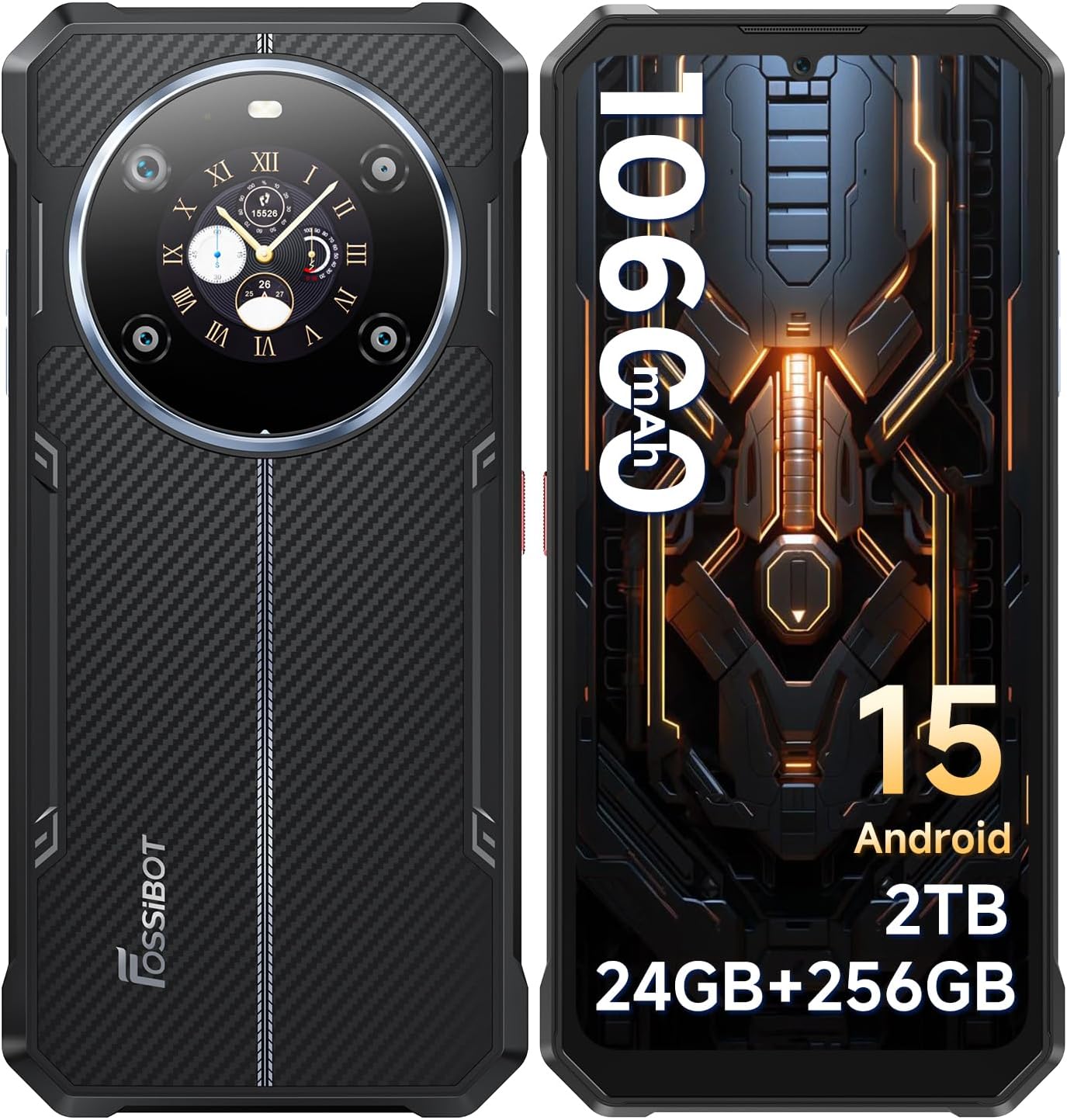 FOSSIBOT F109S 4G Outdoor Rugged Phone Unlocked, 24GB RAM 256GB Storage, 6.745″ HD+ 1.32-inch IPS, 10600mAh Battery, Android 15 FOSSIBOT F109S 4G Outdoor Rugged Phone Unlocked, 24GB RAM 256GB Storage, 6.745″ HD+ 1.32-inch IPS, 10600mAh Battery, Android 15