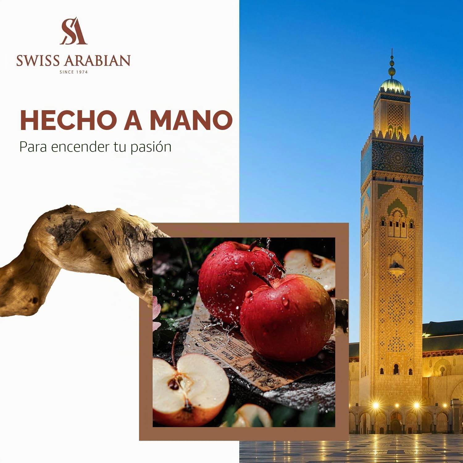 Swiss Arabian Essence Of Casablanca Extrait De Parfum Unisex 100 ML – Una tentadora dulzura de manzanas jugosas y rico pachulí – Aroma cálido y elegante