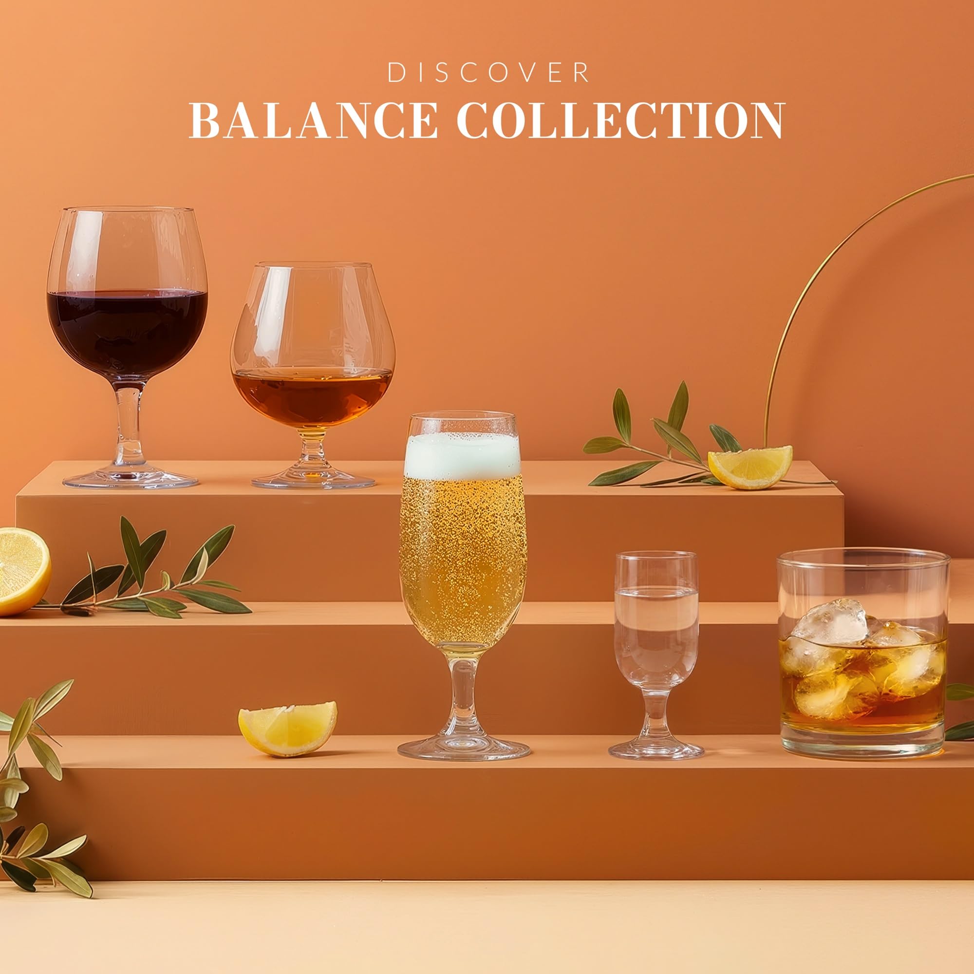 Krosno Brandy - Juego de 6 vasos de coñac, colección Balance, ideales para beber alcohol, vidrio sin plomo, apto para lavavajillas, fabricado en Europa