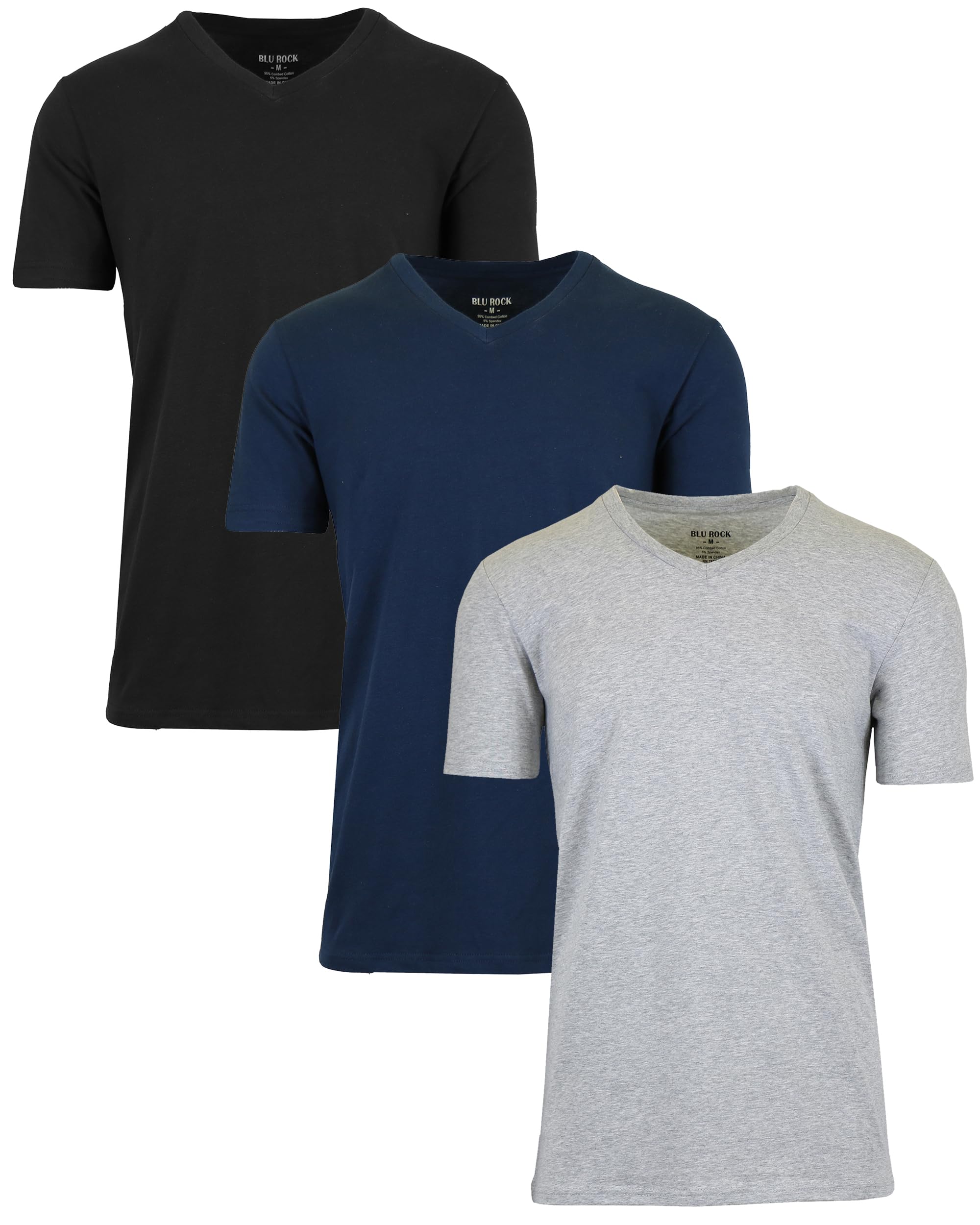 Galaxy by Harvic Men's Short Sleeve V-Neck Cotton Stretch Tees