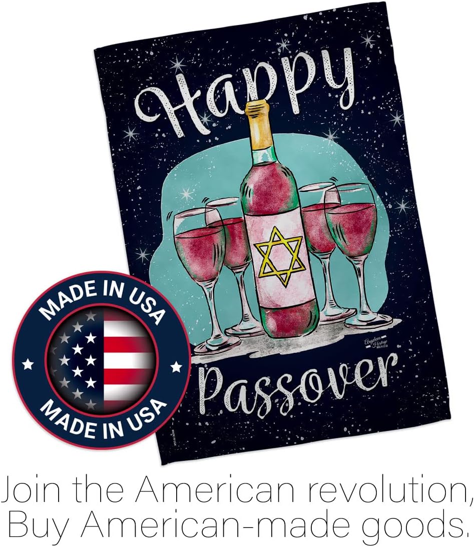Happy Passover Inspirational - Everyday Faith & Religious Impressions Decorative Vertical House Flag 28" x 40" Printed in USA