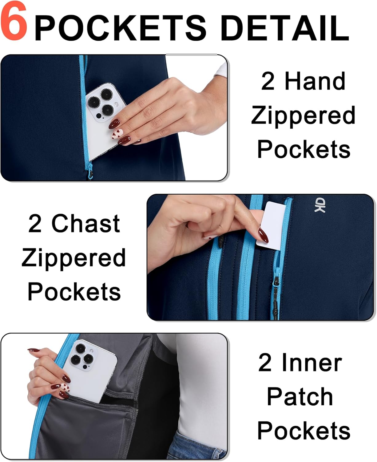 Little Donkey Andy Women's Lightweight Vest Fleece Softshell Vest Windproof Sleeveless Jacket Outerwear with 6 Zipper Pockets - Image 6