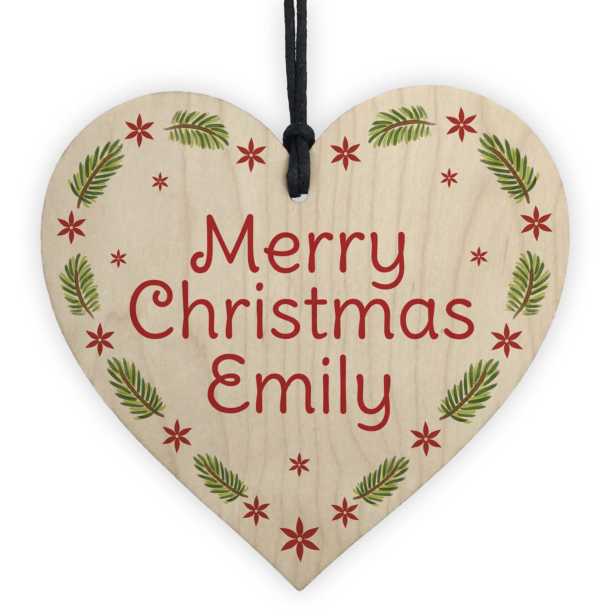 Red Ocean Merry Personalised Hanging Heart 1St Christmas Bauble Decoration