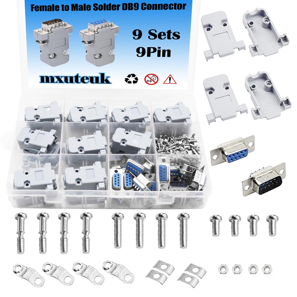 Ranmaru樣 專用 mxuteuk 24Pack (12Pairs) DB9 9 Pin Solder Type Connectors Kit