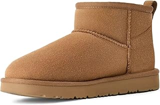 OOW 100% Genuine Suede Ankle Low Boots for Women Short Winter Snow Boot with Cozy Fur Lined