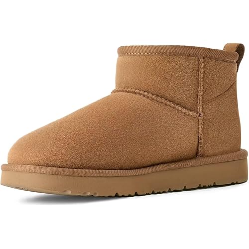 OOW 100% Genuine Suede Ankle Low Boots for Women Short Winter Snow Boot with Cozy Fur Lined