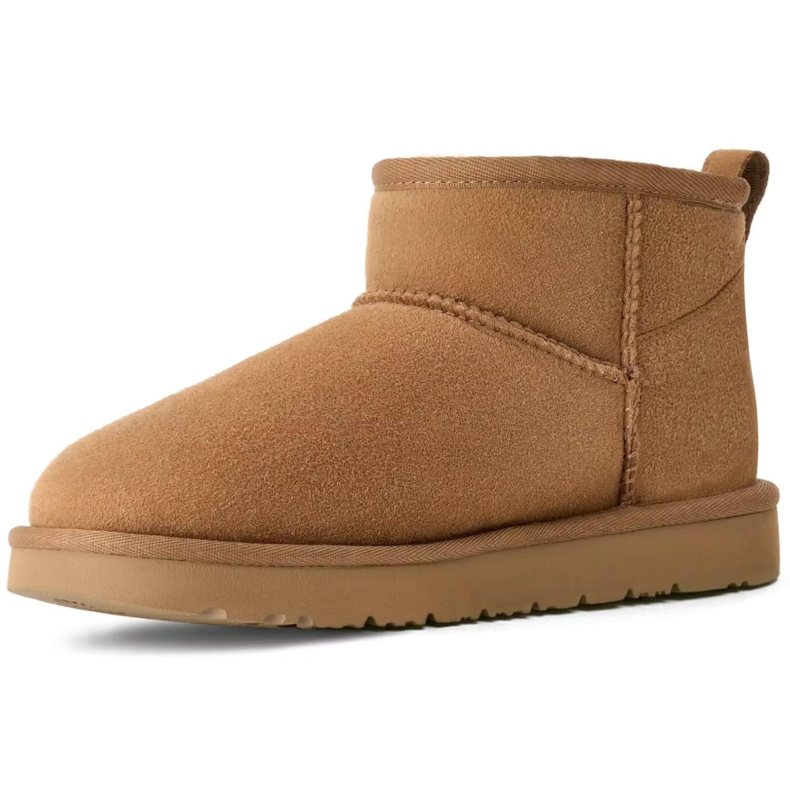 OOW 100 Genuine Suede Ankle Low Boots for Women Short Winter Snow Boot with Cozy Fur Lined