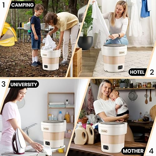 Vista 6 de Lavadora portátil de 15 litros con cesta giratoria - Lavadora pequeña portátil para ropa interior, ropa delicada y lavandería ligera - Ideal