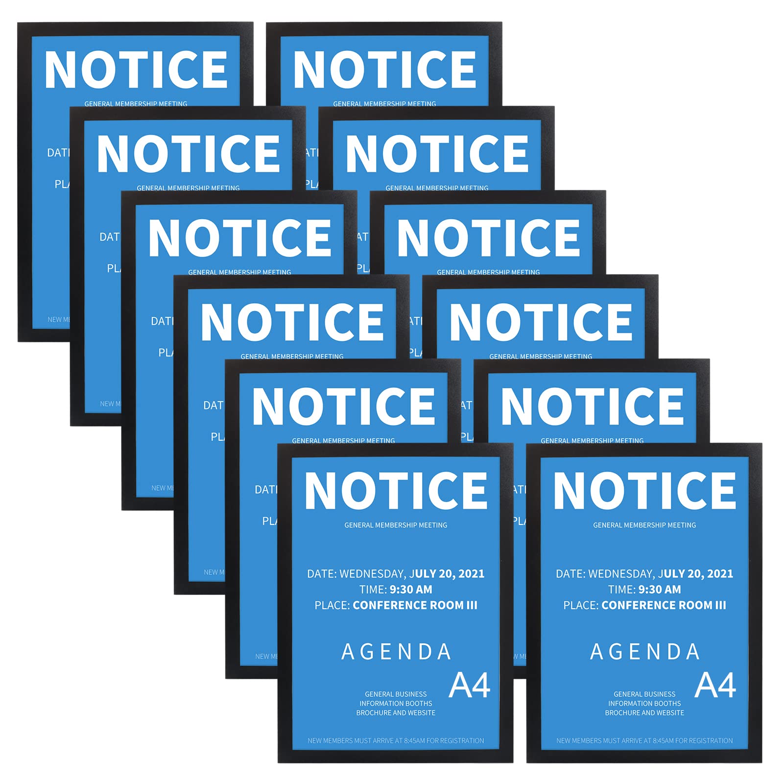 Rlavbl Black A4 Picture Frames Set Of 12, Magnetic Photo Frame With Self Adhesive Backing For Window, Tile Wall, Fridge, And Door - Perfect For Ads, Notices, Licenses, Prints, And Certificates