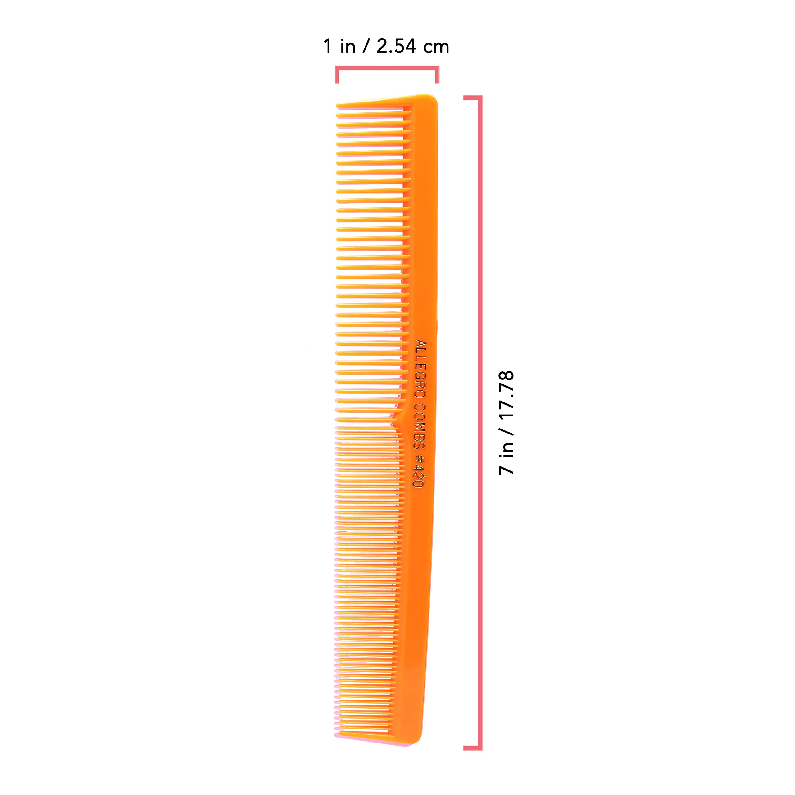 Allegro Combs Juego de 420 peines de peluquería para corte de pelo, peines anchos y finos, 12 unidades (naranja neón)