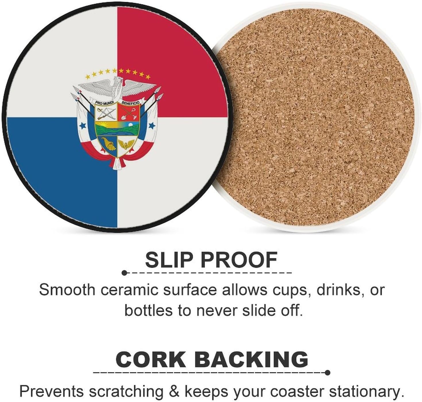 Round Flag of Panama Funny Round Ceramic Coasters for Drink Absorbent Cup Holders Tabletop Protection