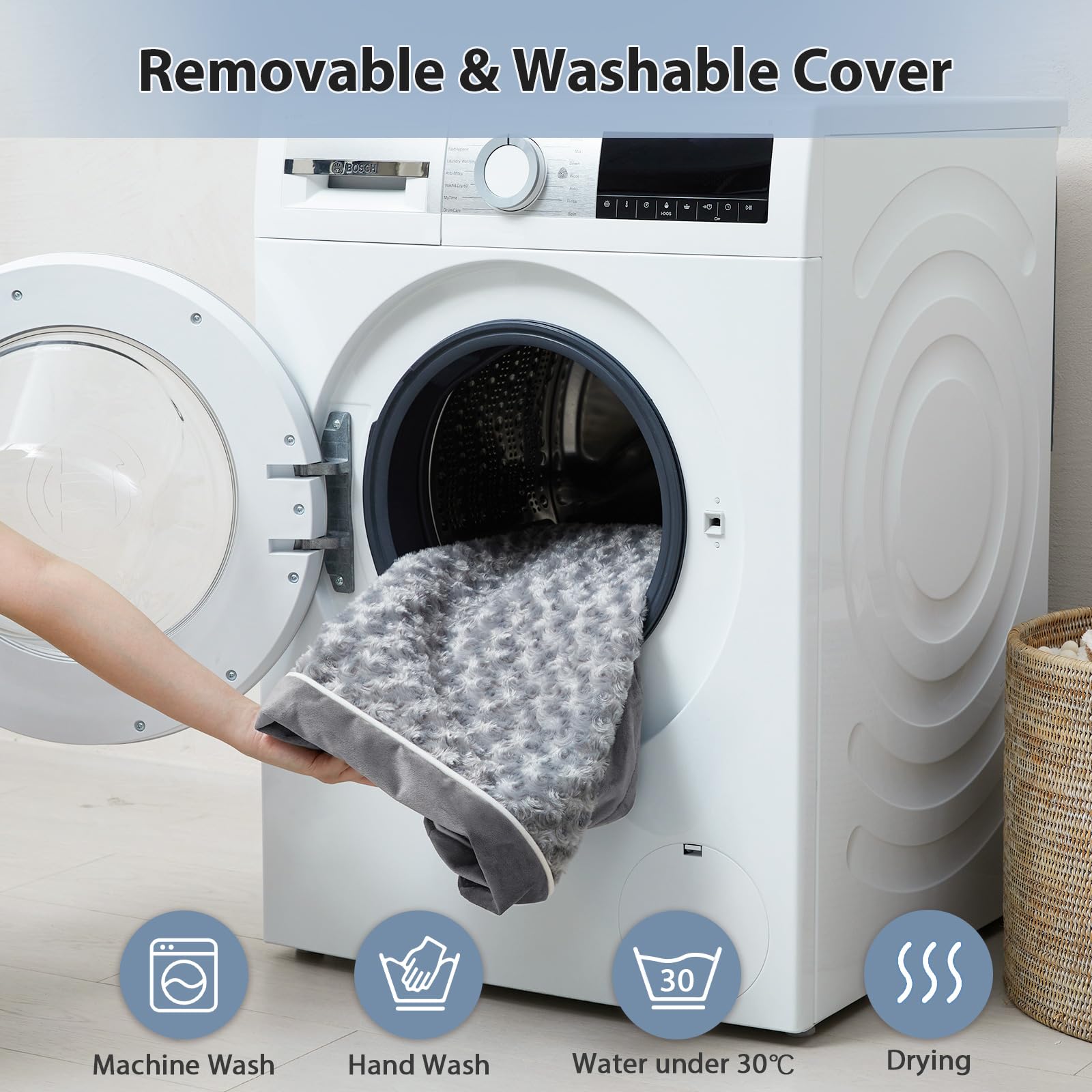 WNPETHOME Cama ortopédica para perros, cama para mascotas para perros grandes, espuma de caja de huevos, felpa rosa suave, funda extraíble impermeable