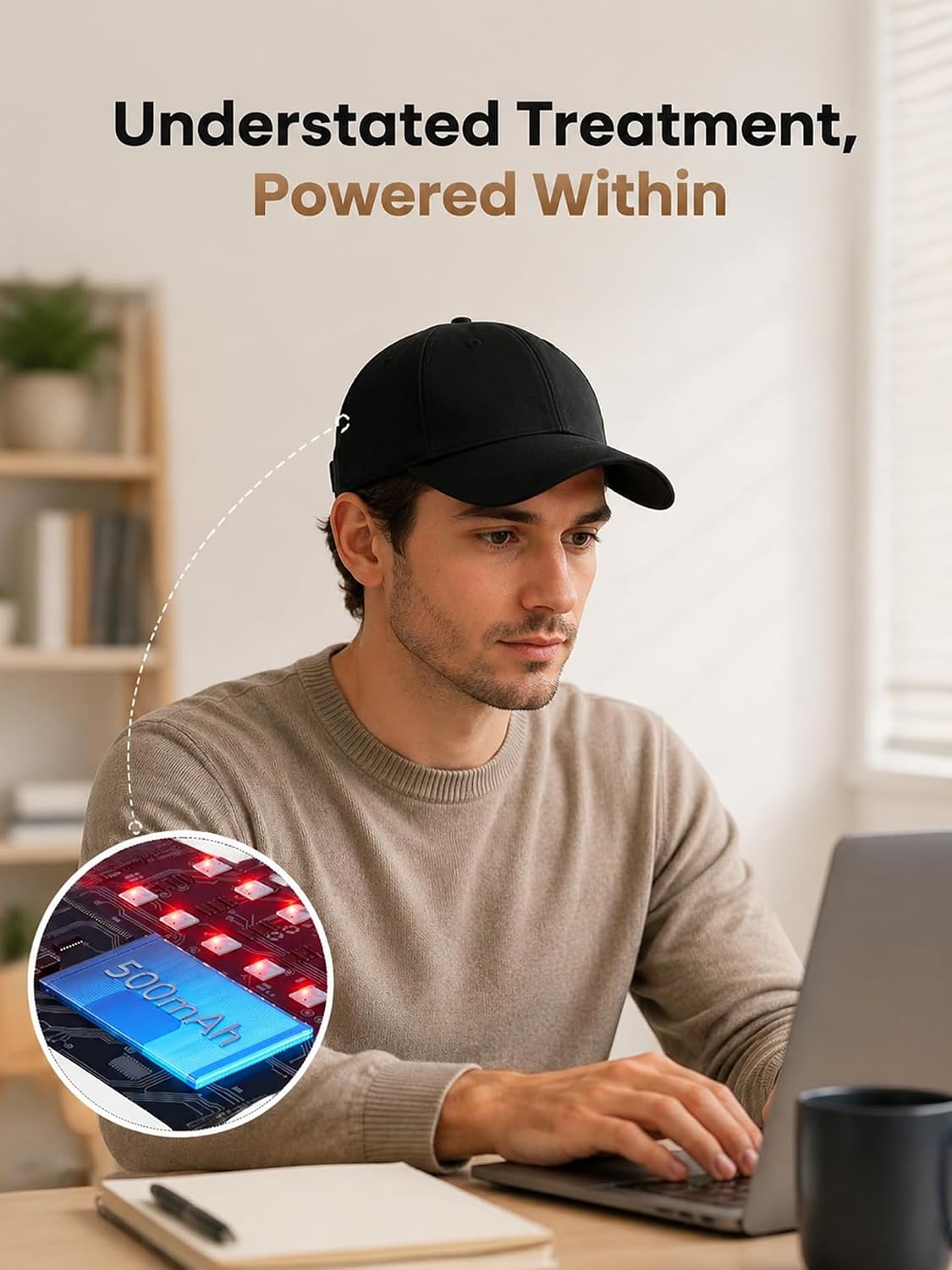 FDA Cleared Red Light Therapy for Hair Growth, Red Light Therapy Hat for Thinning, Detachable Inner Pad, Adjustable Strap, Full Scalp Coverage, Design for Home & Travel Use for Men & Women