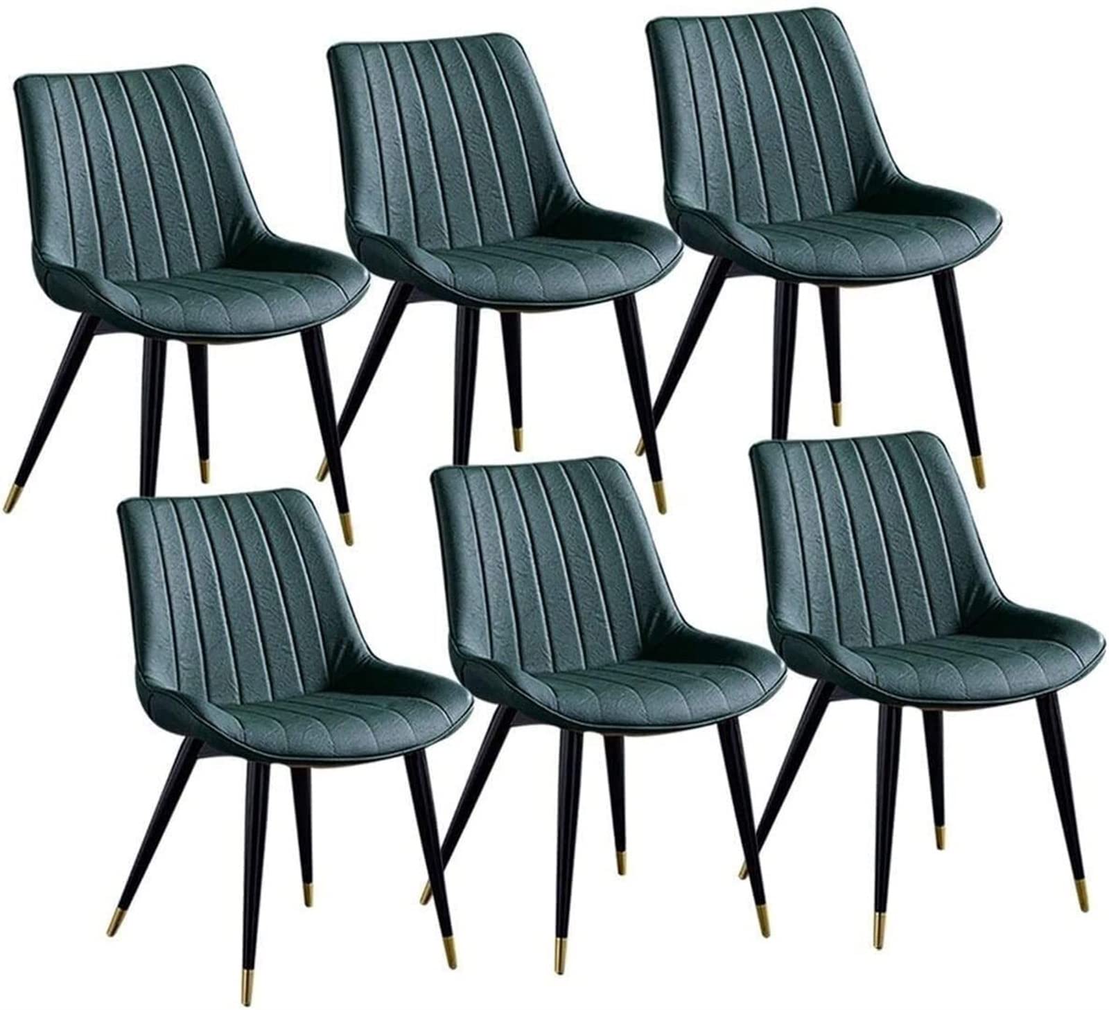 SJIALEN Set of 6 Modern Faux Leather Dining Chairs, Upholstered Metal Legs Living Room Chair Kitchen Leisure Backrests Retro PU Chair Kitchen Chair (Color : Orange, Size : 46x53x83cm)