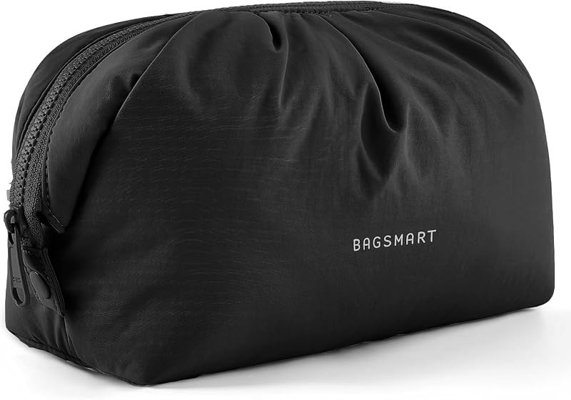 Necessaire de maquiagem BAGSMART com abertura ampla e zíper, preta