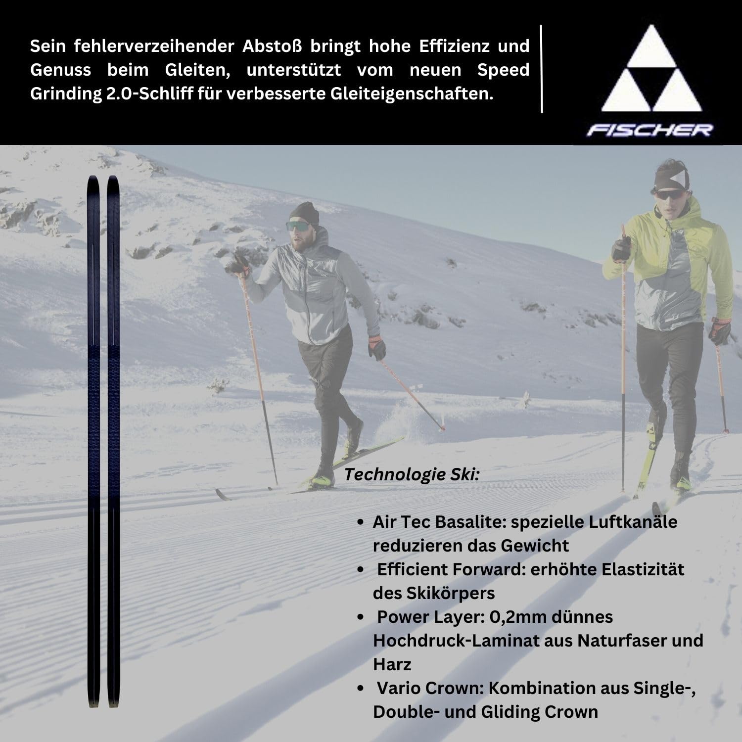 Fischer Langlaufski - Langlaufskier Set - Classic Langlauf Ski - Nordic Ski - Ultralite Crown EF Mounted - inkl. Bindung Control Step-In IFP (NNN)