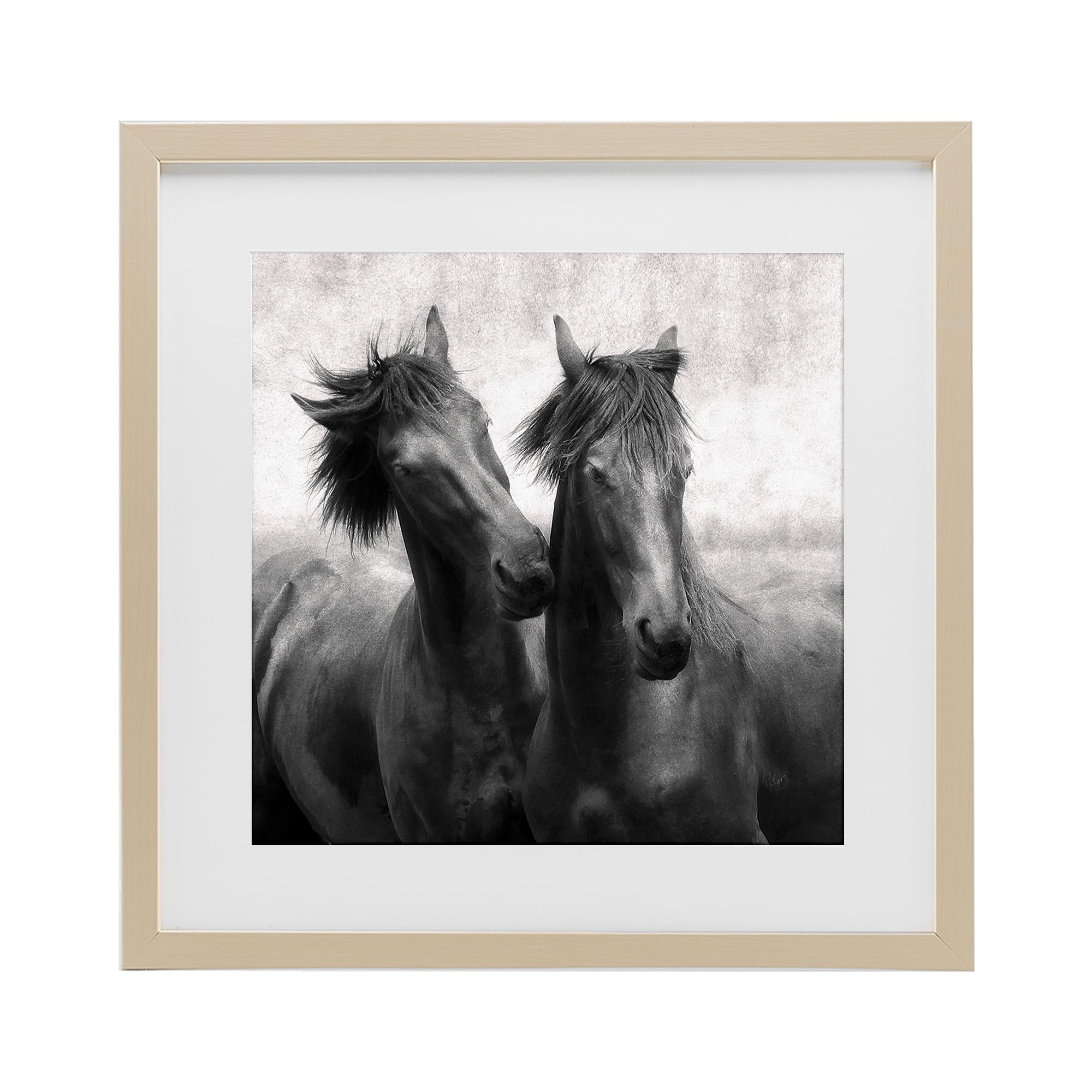 Stupell Industries Harvest Pine (Textured) 'Short Haired Horse Pair'| Framed Print Under Glass