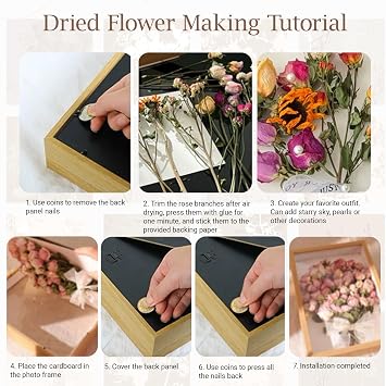 3D Shadow Box, 21 x 29.7cm Picture Frame, Deep Box Photo Frame Deep Frames Display Boxs Wooden Deep Boxs Square Photo Frames for Medal Flower & Crafts Display(Wood Color)