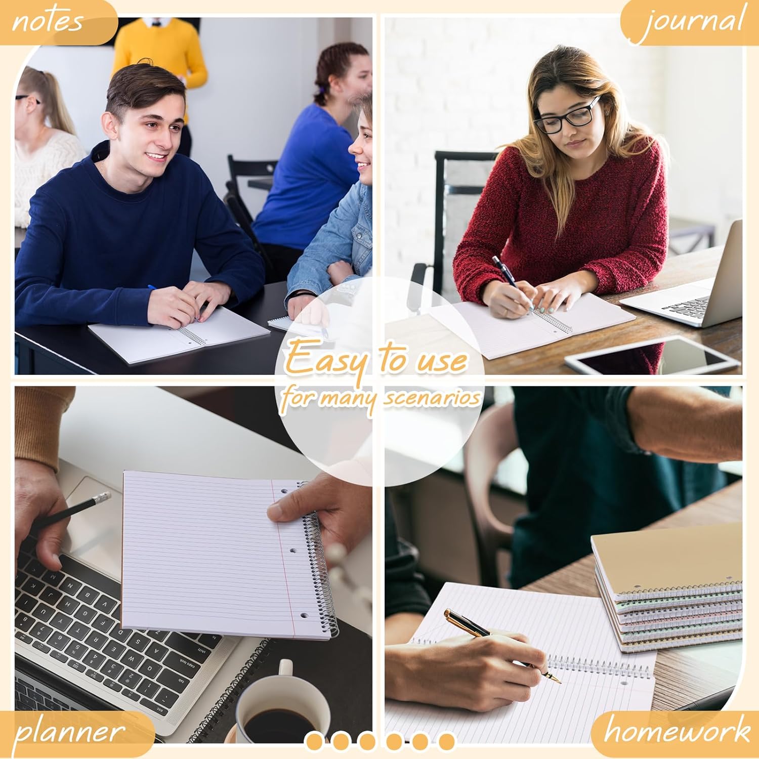 Teling 8 Pcs 1 Subject Spiral Notebook for Work College Ruled 8 x 10 1/2 Inch Spiral Journal Notebook 3 Hole Punched Paper Tear Line 70 Sheets Office School Study Supplies(Macron Color,12 Pcs)