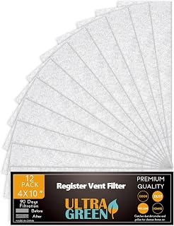 4 x 10 Inch Air Vent Filter for Home Ceiling Thin, ULTRA GREEN Floor Filters Replacement for Register Work in Indoor Home Air Purifier, Air Conditioner 4" x 10" 12-Pack (White)