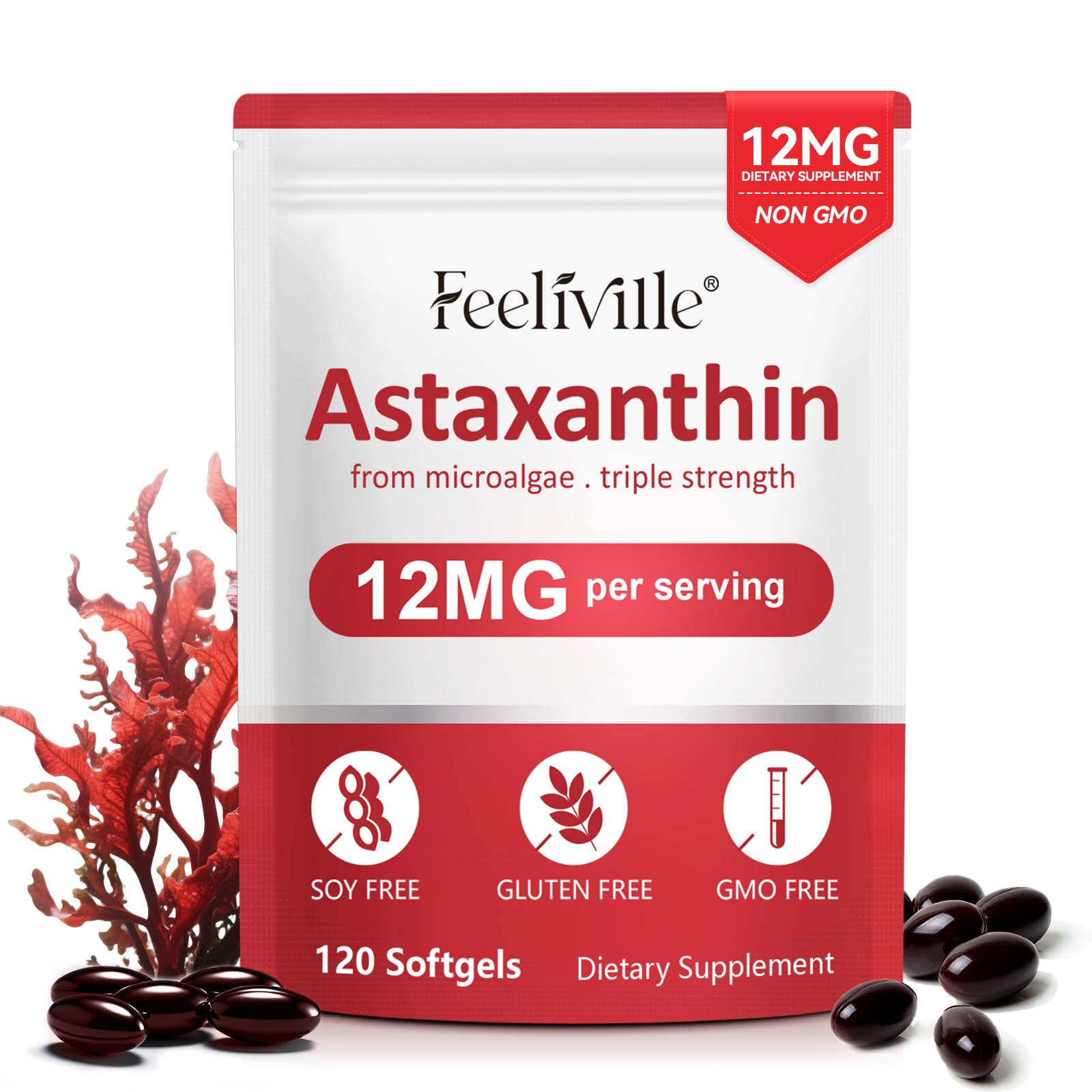 Astaxanthin Supplements |120 Softgels, 4 Month Supply | Premium Astaxanthin Antioxidant Supplements | Fresh Microalgae Source | Supports Eye, Joint, Internal Circulation, Skin Health