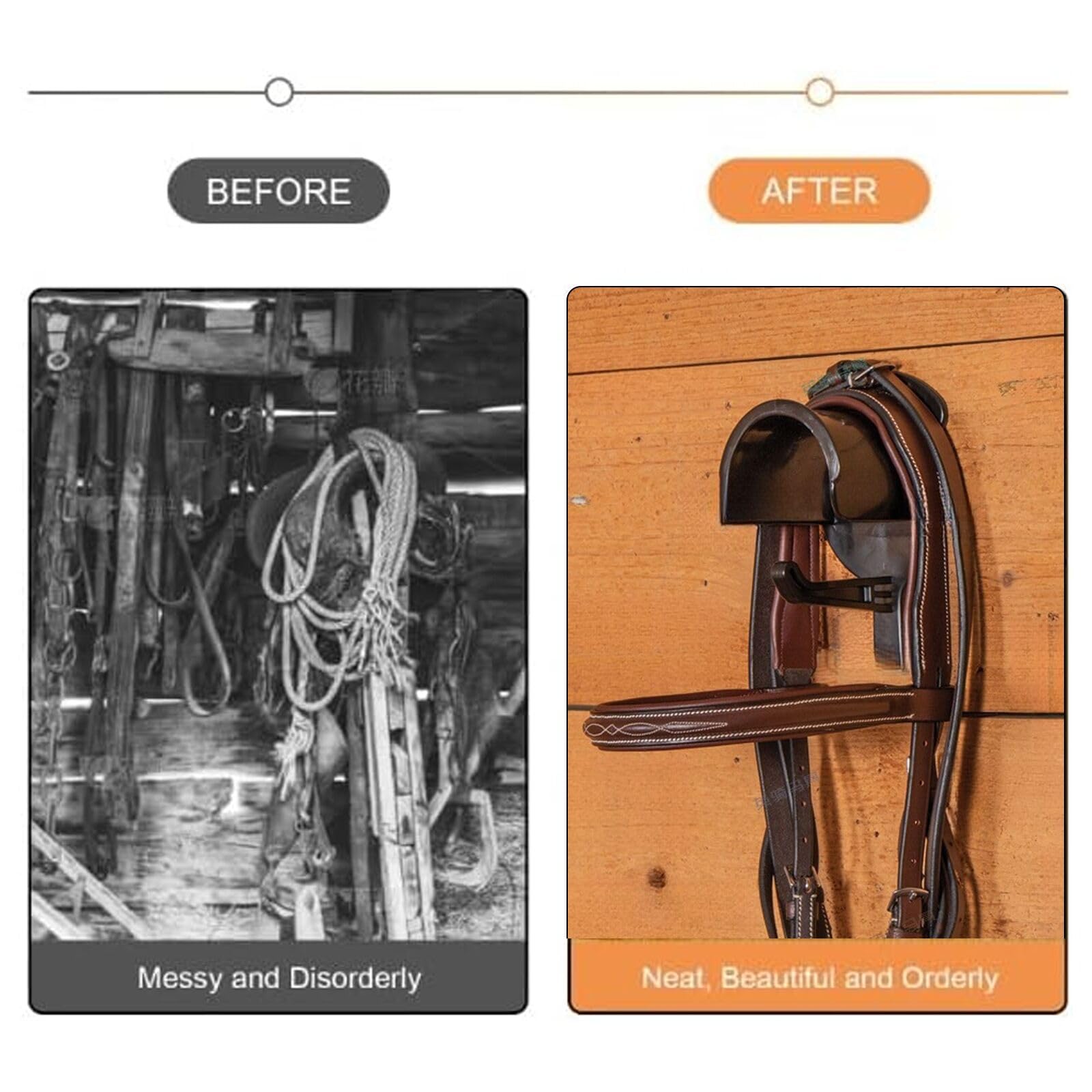 16 Counts Horse Trense Racks, Horse Tack Storage Halter, Trensenhaken, Zaumzeughalter, Metall Trensenhalterung, Aufhänger Metall Zaumzeughalter mit Rohren und Schraube für Pferde