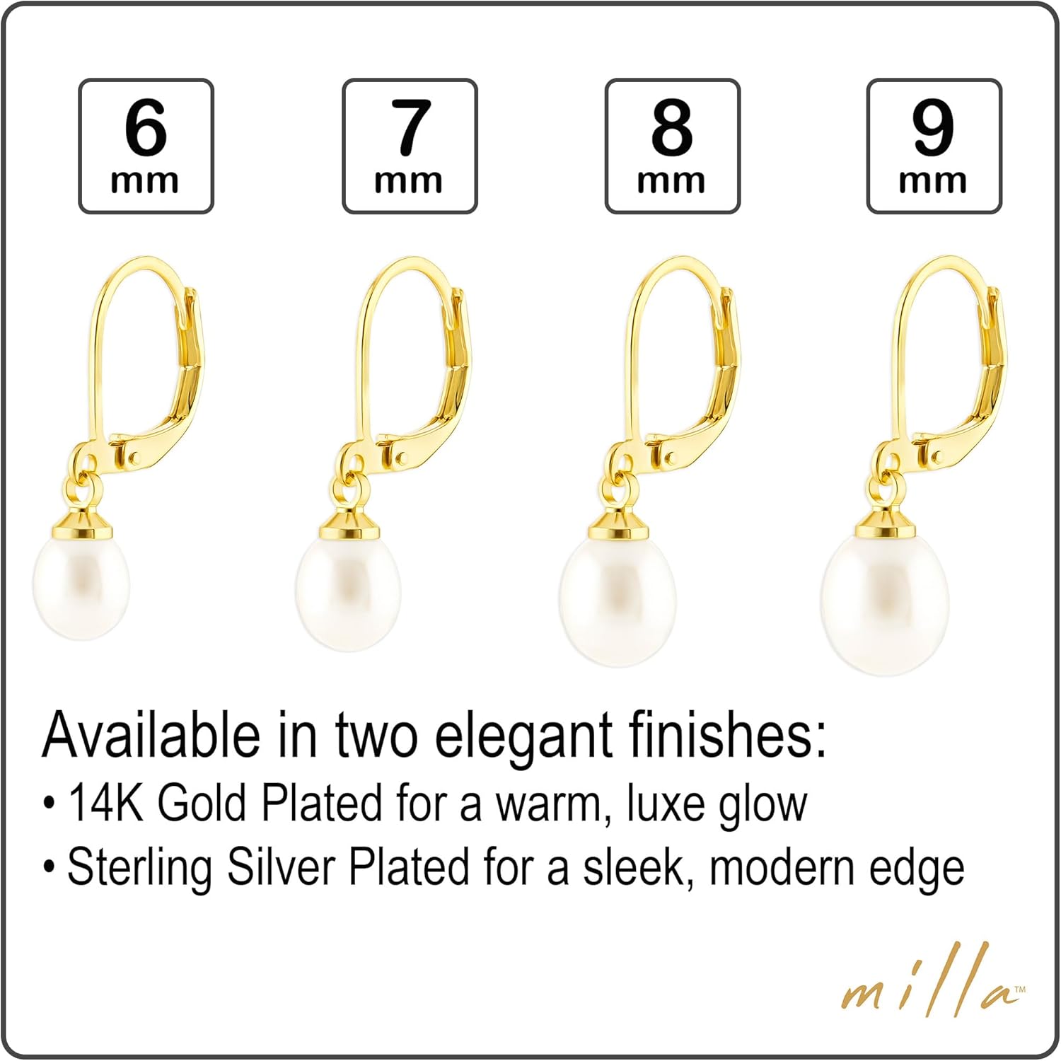 Milla Freshwater Pearl Earrings for Women - Leverback Pearl Drop Earrings - Image 4