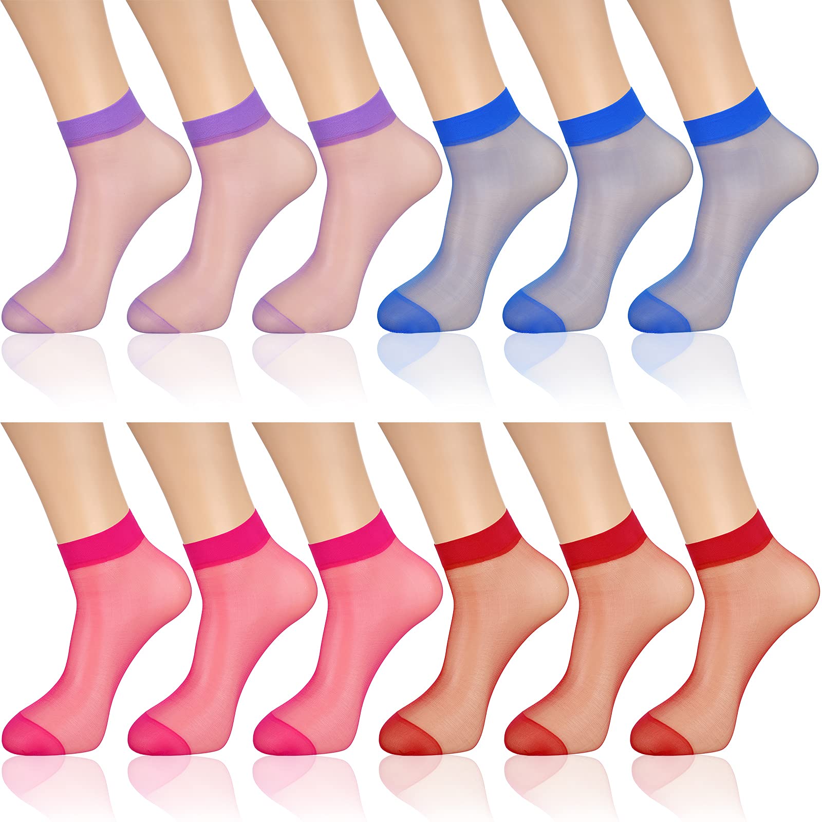 Geyoga 12 Pairs Sheer Ankle Socks