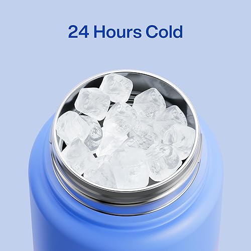 Miniatura 314 de ENCOOL Botella de agua aislada con popote, de acero inoxidable, a prueba de fugas, sin BPA, al vacío de doble pared que se mantiene fría durante 24