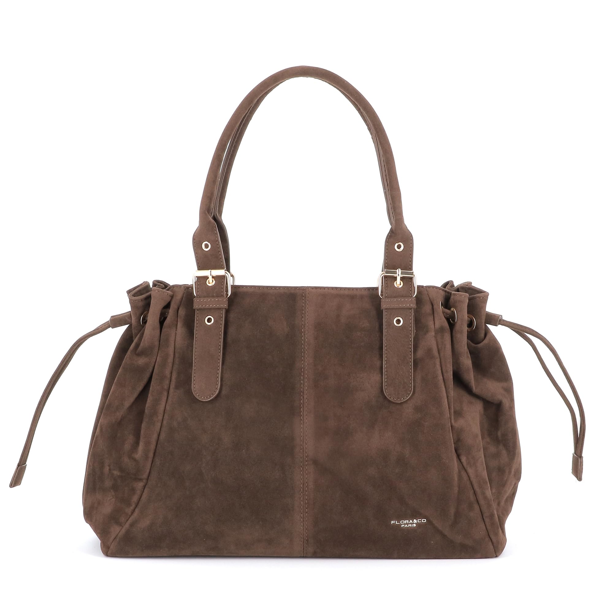 flora & co Sac Cabas Bowling Lacet Similicuir Suédé Femme - Sac À Main Fourre-tout Grande Capacité - Format A4 Cours Lycée Travail Business - Tendance Élégant
