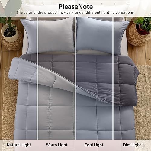 Vista 58 de KASENTEX - Conjunto de acolchado de edredón con fundas reversibles, ultra suave, hipoalergénico y lavable a máquina Turquesa Verde Mar/Azul