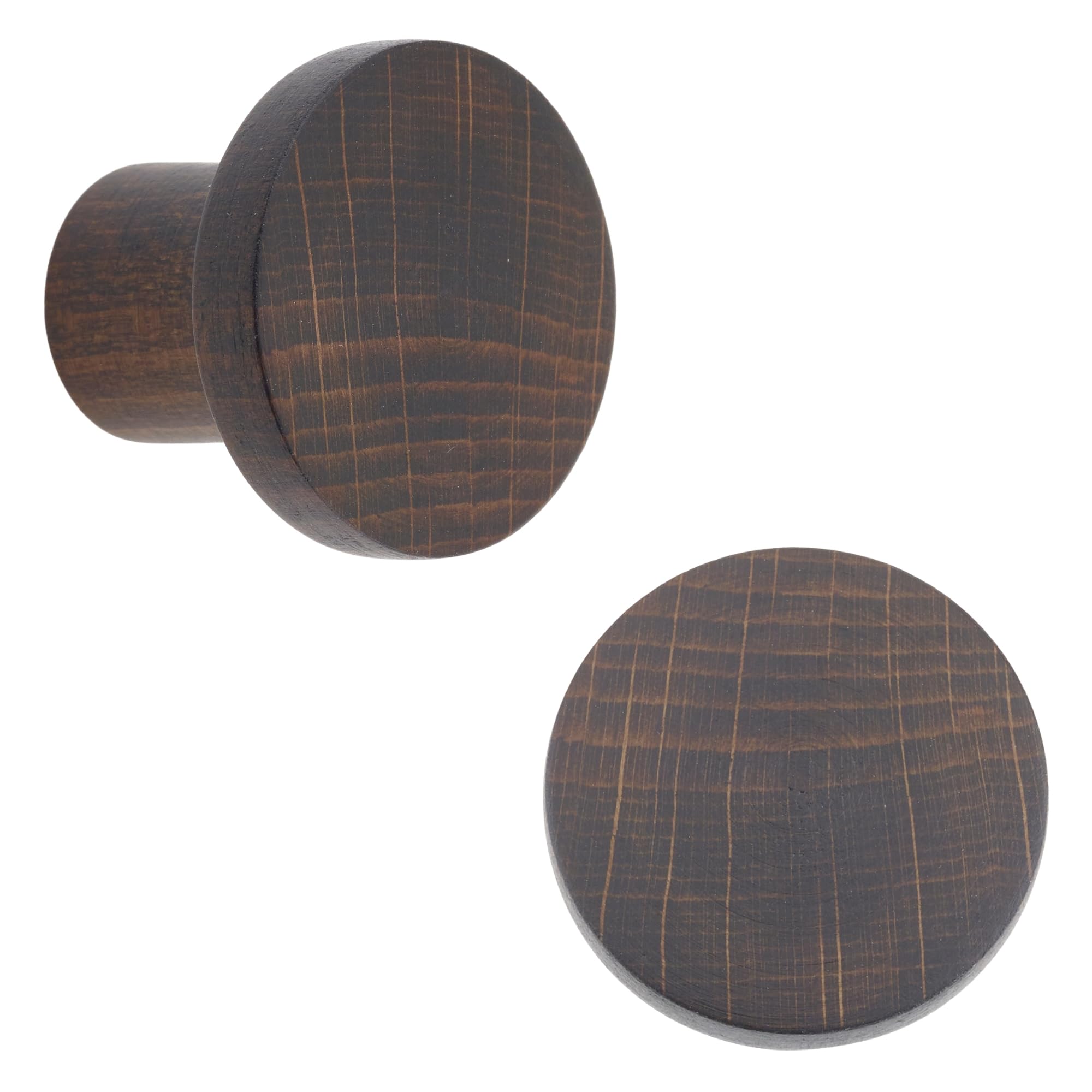 Keypak Dark Wood 10 Pack Basic Round Wooden Knobs 33Mm – Beech Wood Cabinet & Drawer Knob Handles For Kitchen, Furniture & Diy Renovations (Dark Wood)