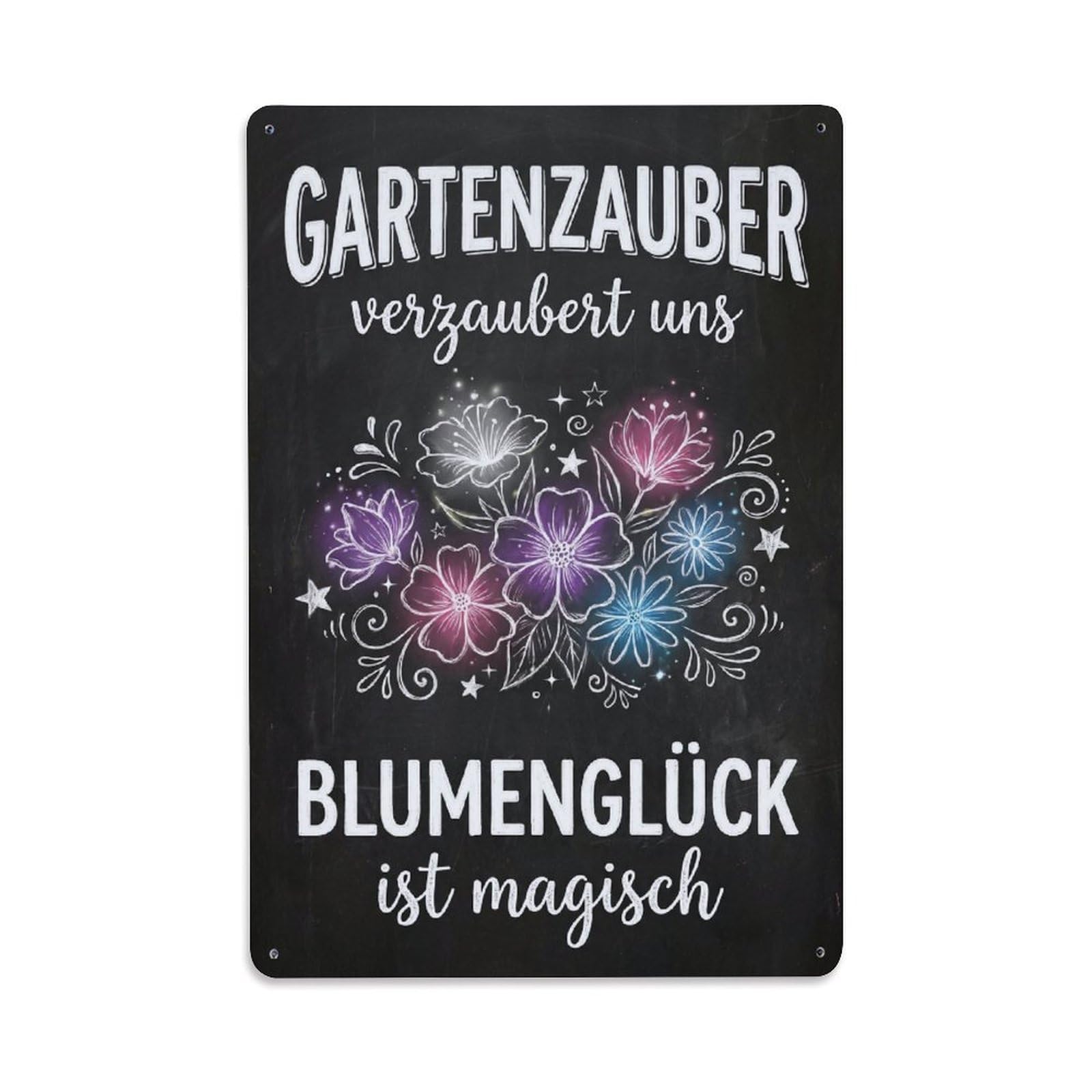 Chalkboard Garden Magic Cheerful Elegant Metal Tin Sign Plaque Wall Decor for Cafe, Club Bar, Office, Garden Metal Poster 8x12Inch