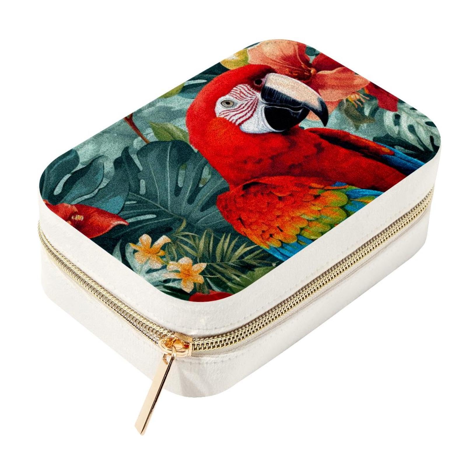 Boîte à bijoux de voyage velours perroquet, cadeau idéal fille