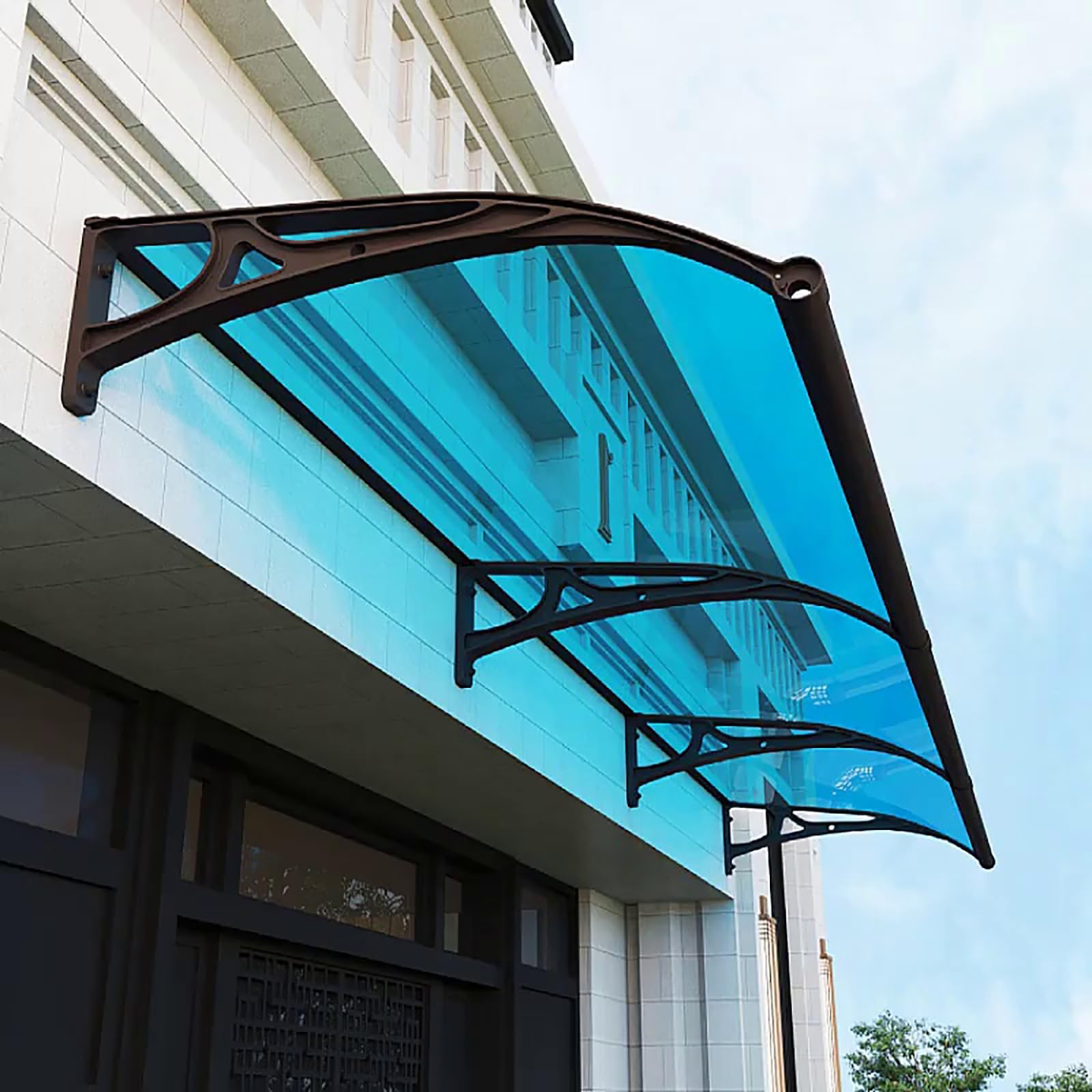 Auvent de porte incurvé haut de gamme, toit de terrasse silencieux