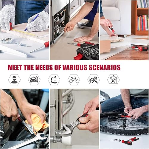 Miniatura 5 de GRAWIT 12 pulgada 16 piezas de herramientas manuales de mecánico general del hogar llave de trinquete juego de llaves de manga herramienta de