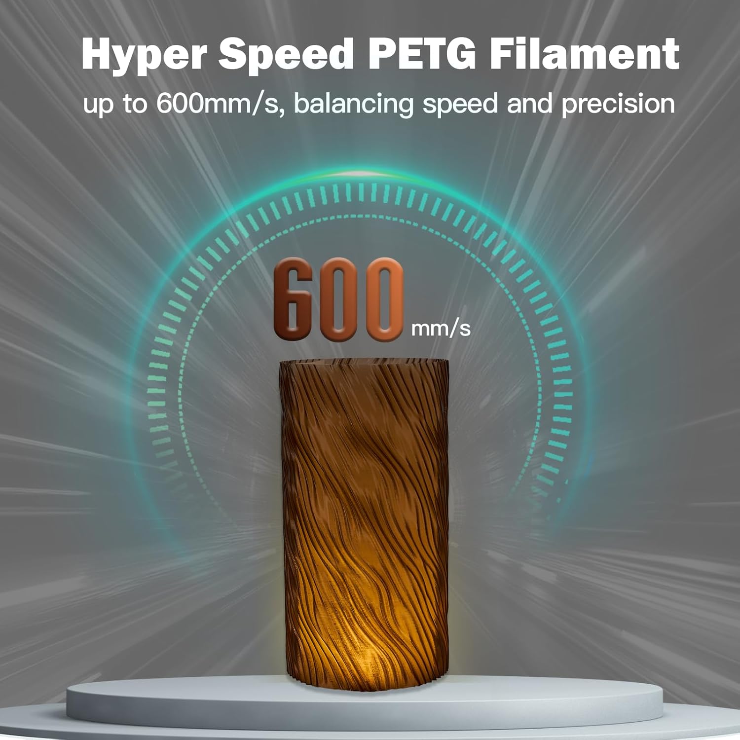 ERYONE Rapid PETG Filament 1.75mm +/- 0.03mm, High Speed 30-500mm/s 3D Printing Filament, Hyper Speed Translucent PETG, 1kg (2.2LBS) / Spool, Translucent Amber